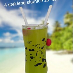 Steklene slamice (4 kosi) za večkratno uporabo z ščetko 